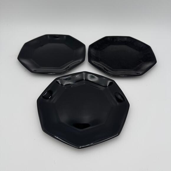 Vintage Salad Plates in Black Octime by Arcoroc Set of 3, 7.25" - Picture 3 of 10
